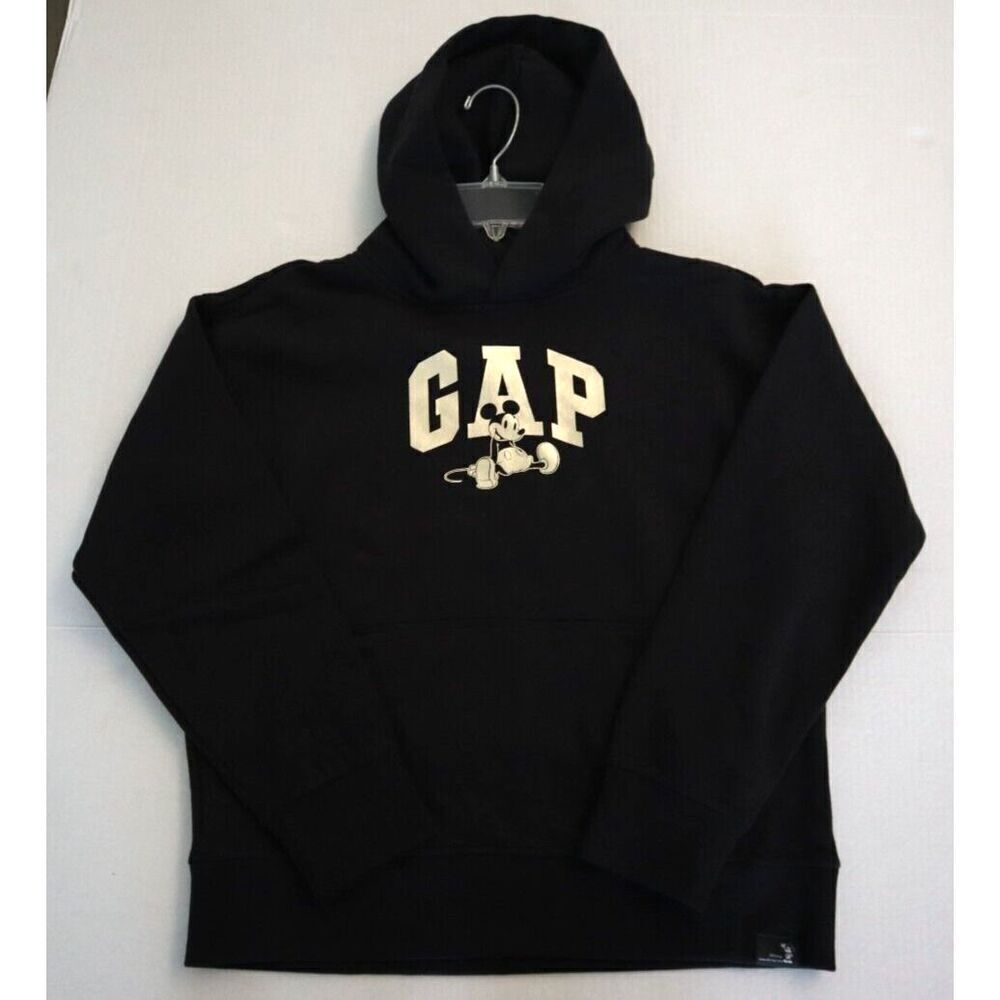 GAP x Disney 778326-08 Kids Sz XL (12) Black/Gold Mickey Mouse Pullover Hoodie